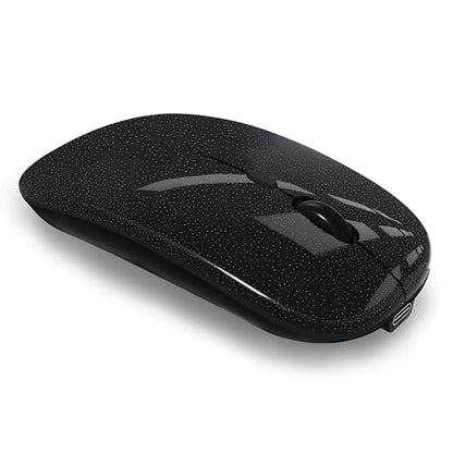 WREANU Wireless Bluetooth Mouse, Rechargeable Laptop Mice, Bright Black - color: Bright Black