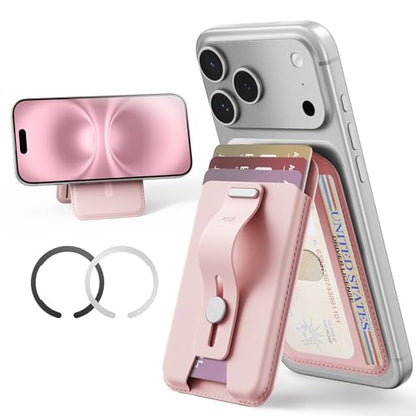 ESR for MagSafe Wallet Stand with Grip, 5 Card Holder, RFID Blocking - color: Bubblegum Pink