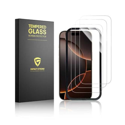 ImpactStrong 3-Pack Shatterproof Tempered Glass Screen Protector for iPhone 16 Pro [Easy Installation Frame] [Bubble Free] [9H Hardness] [Full Coverage] Case Friendly, 6.3 Inch - size: iPhone 16 Pro