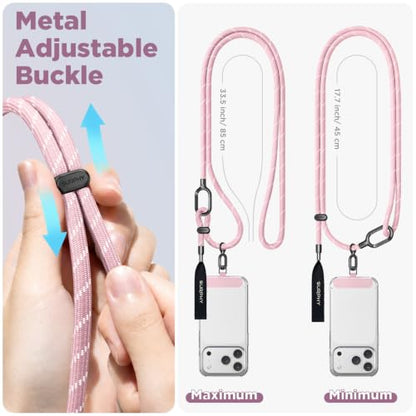 SURPHY Phone Lanyard Crossbody, Phone Strap Crossbody with 2 Tether Tabs - color: Pink