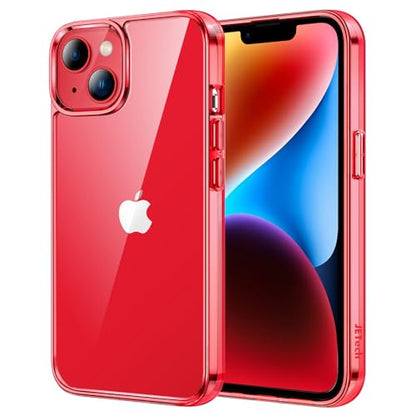 JETech Case for iPhone 14 6.1-Inch, Non-Yellowing Shockproof Phone Bumper Cover, Anti-Scratch Clear Back (Red) - color: Red, size: iPhone 14
