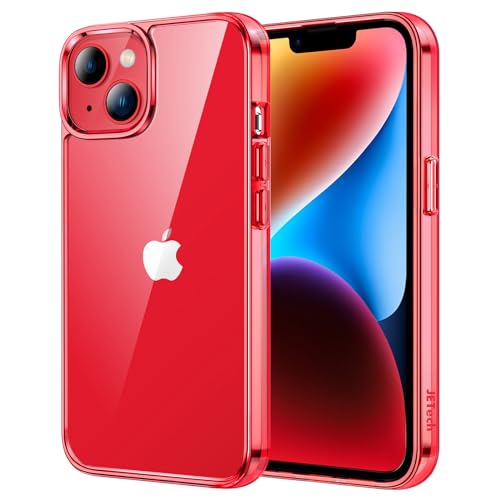 JETech Case for iPhone 14, Anti-Yellowing, Red | Shockproof Protection, Scratch Resistant Hard PC Back, Durable Transparent TPU Bumper - color: Red, size: iPhone 14