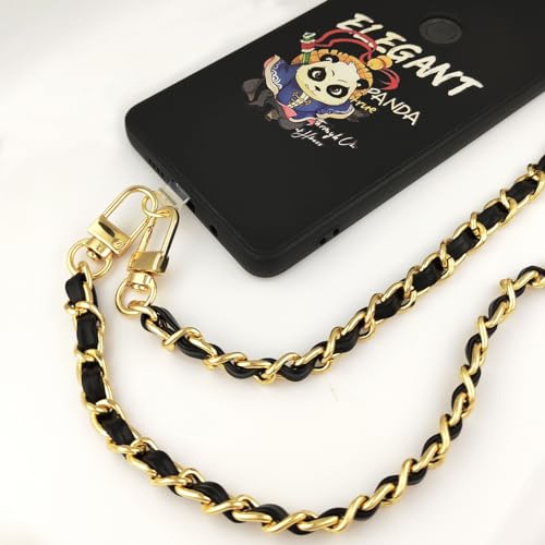 2PCS Cell Phone Chain Crossbody,Phone Lanyard,47.2" Metal Chain with Leather Strap for IPhone Case - color: Black-47inch