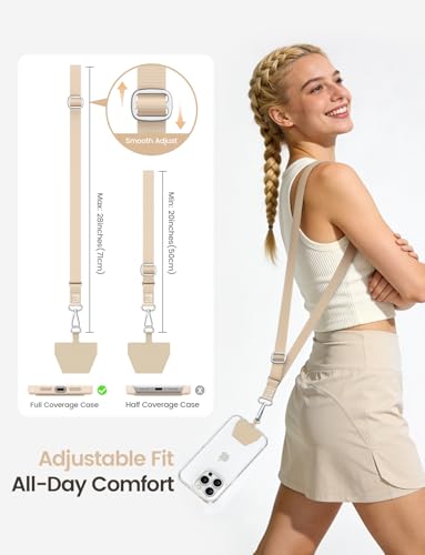 Lamicall Phone Lanyard Crossbody, Wide Adjustable Anti-Theft Strap 2 Pack - color: Beige