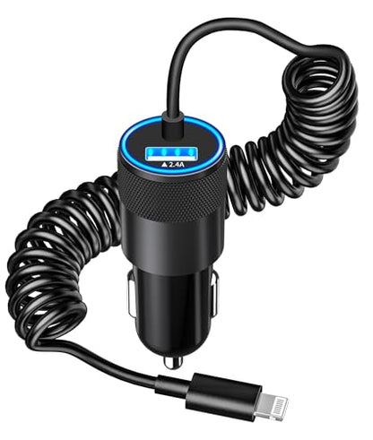 Apple MFi Certified iPhone Car Charger Fast Charging + 6FT Lightning Cable - color: Pure White