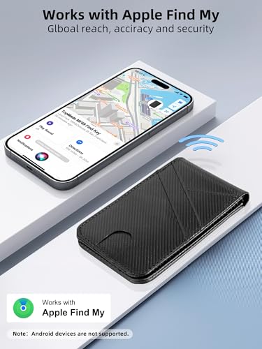 for Magsafe Wallet Stand Tracker (iOS Only) Magnetic Card Holder Finder - color: Carbon Fiber Find My