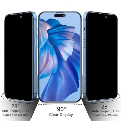 2+2 Pack Privacy Screen Protector for iPhone 15 Pro Tempered Glass - size: (Privacy)iPhone 15 Pro 6.1 Inch