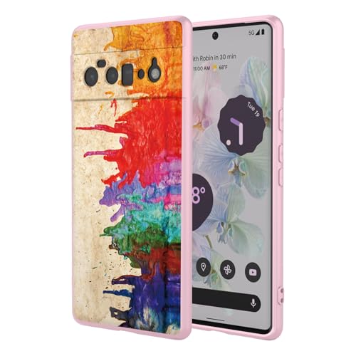 Case for Google 6 Pro Floral Phone Case Soft Touch Liquid Silicone Fluffy Lining Wireless Charging Compatible Protective Phone Cover for Google Pixel 6 Pro,Pink Watercolor - color: Pink Watercolor, size: For Google Pixel 6 Pro