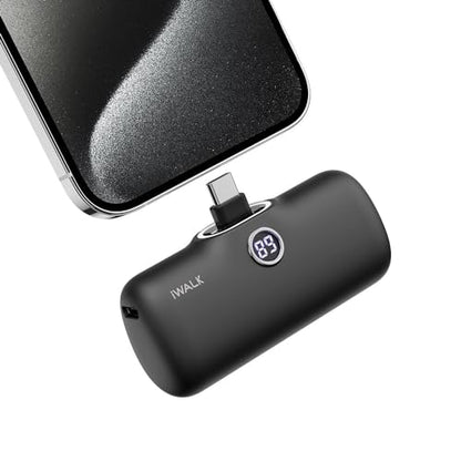 iWALK USB-C Portable Charger for iPhone 17/16/15, Mini 20W 4,800mAh Wireless Power Bank Fast Charging Travel Battery Pack Compatible with iPhone 17/16/15 Plus/17 Pro/17 Pro Max, Andriod Phone Samsung - color: Black