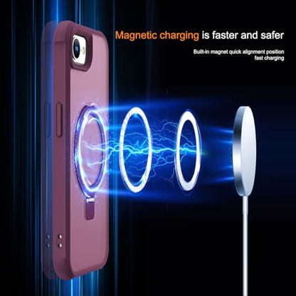 SKYLMW Compatible with iPhone 16e/17e Case with Stand,Wine Red | iPhone 16e Case iPhone 17e Case 6.1",Magnetic Ring Stand,Compatible with MagSafe,Military-Grade Protection,Great Grip Feeling - color: Wine Red, size: Iphone 16e & Iphone 17e