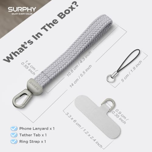 SURPHY Elastic Phone Wrist Strap, Phone Lanyard, Key Chain Lanyards - color: Gray