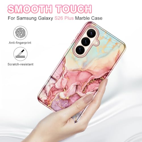 Btscase for Samsung Galaxy S26 Plus Case, [Military Grade Drop Tested] Marble Pattern Design Slim Rugged Shockproof Women Girls Men Protective Anti-Scratch Cover, All Rose Gold - color: All Rose Gold, size: Samsung Galaxy S26 Plus