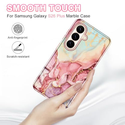 Btscase for Samsung Galaxy S26 Plus Case, [Military Grade Drop Tested] Marble Pattern Design Slim Rugged Shockproof Women Girls Men Protective Anti-Scratch Cover, All Rose Gold - color: All Rose Gold, size: Samsung Galaxy S26 Plus