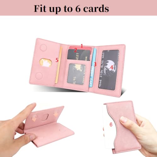 Card Holder for Phone Case, Stick on Phone Wallet, 6 Card Holder - color: Purple