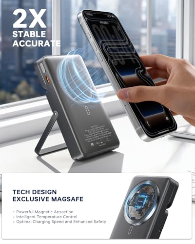 ULiXWH 10000mAh MagSafe Power Bank with Stand for iPhone & Apple Watch