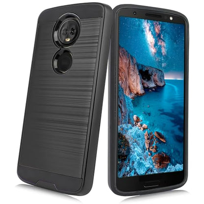 NEM Case Compatible with Moto G7 Power/Motorola G7 Supra/XT1955/Moto E5 Plus/XT1922/E5 Supra - Shockproof Brushed Case (Black) - color: Black
