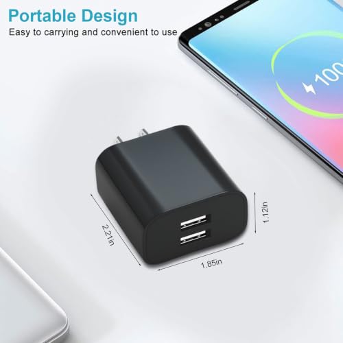 USB Wall Charger,4 Pack Dual Port Plug Adapter,Wall Outlet Charging Block - color: black