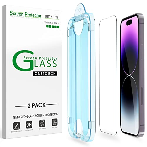 amFilm OneTouch for iPhone 14 Pro Screen Protector 6.1'' Tempered Glass - size: 14 Pro-6.1"