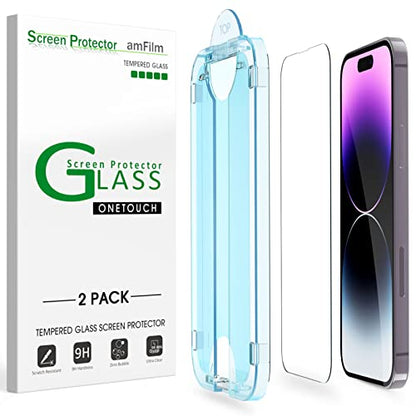 amFilm OneTouch for iPhone 14 Pro Screen Protector 6.1'' Tempered Glass - size: 14 Pro-6.1"
