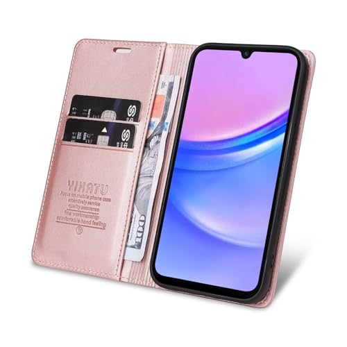Compatible with Samsung Galaxy A16 Wallet Case PU Leather Flip Folio Case with Card Holder Magnetic Closure Shockproof Protective Phone Cover Rose Gold - color: Rose Gold, size: Samsung A16