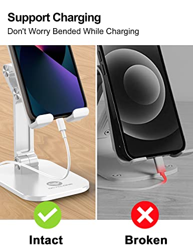 OCYCLONE Phone Stand for Desk, Foldable Cell Phone Stand Holder, White - color: White