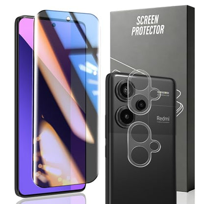 1 Pack Privacy Screen Protector for Xiaomi Redmi Note 13 Pro+/Plus 5G with 2 Pack Camera Lens Protector, 9H Hardness, Anti Spy Tempered Glass, Black Protector for Redmi Note 13 Pro+/Plus 5G - size: for Redmi Note 13 Pro+/Plus 5G