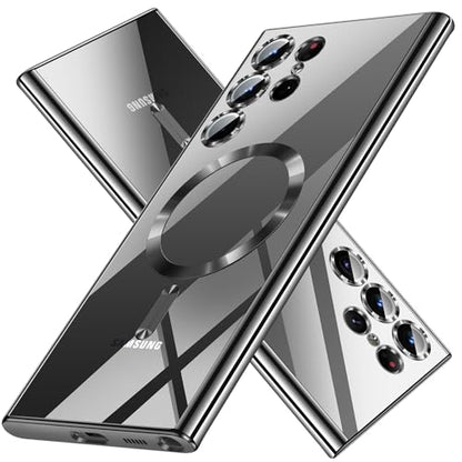 Hurgoer for Samsung Galaxy S24 Ultra Case（Only）.Magnetic Cover for S24 Ultra，Glossy Slim Thin Soft funda capa para for 6.8 inch.Compatible with MagSafe (Black) - color: Black