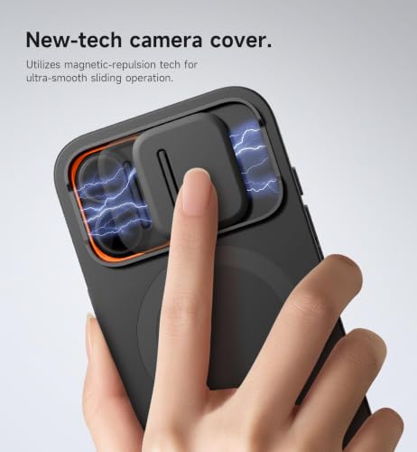 SURITCH for iPhone 16 Case with Magnetic Camera Slide Cover and Adjustable Kickstand, Compatible with MagSafe, Shockproof Bumper Case Slim Protective Cover 6.1 Inch, Black - color: Black, size: IPhone 16-6.1"