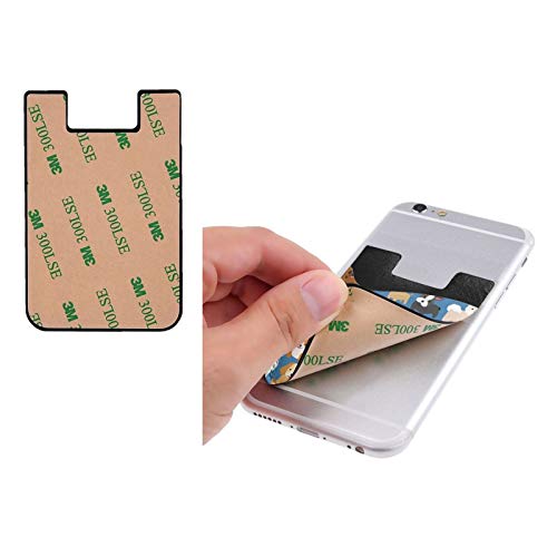 Dog Pattern Phone Credit Card Holders Sleeve Adhesive Wallet Compatible with Most Back of Phones - color: Dog Pattern