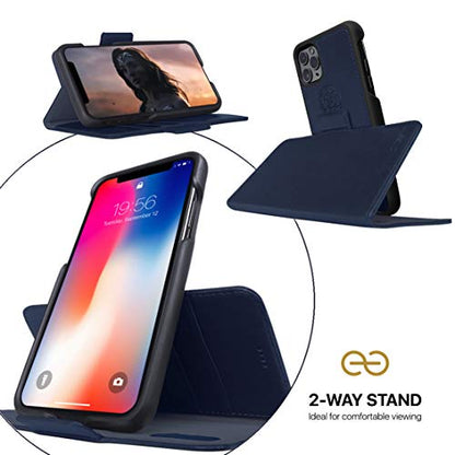 Dreem Fibonacci 2-in-1 Wallet Case for Apple iPhone SE 3 (2022), SE 2, & 8/7 - Luxury Vegan Leather, Magnetic Detachable Shockproof Phone Case, RFID Card Protection, 2-Way Flip Stand - Royal - color: Royal, size: iPhone SE 3 (2022), SE 2, & 8/7