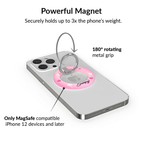 VELVET CAVIAR Compatible with MagSafe Phone Grip - Magnetic Ring Holder with Adjustable Stand - Removable MagSafe Accessories for iPhone 16, 15, 14, 13, 12 (Snoopy Be Mine) - color: Snoopy Be Mine