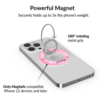 VELVET CAVIAR Compatible with MagSafe Phone Grip - Magnetic Ring Holder with Adjustable Stand - Removable MagSafe Accessories for iPhone 16, 15, 14, 13, 12 (Snoopy Be Mine) - color: Snoopy Be Mine