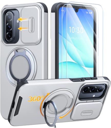 JAME for Samsung Galaxy A17/A16 5G Phone Case with Stand Slide Camera Cover - color: Silver, size: Galaxy A16/A17