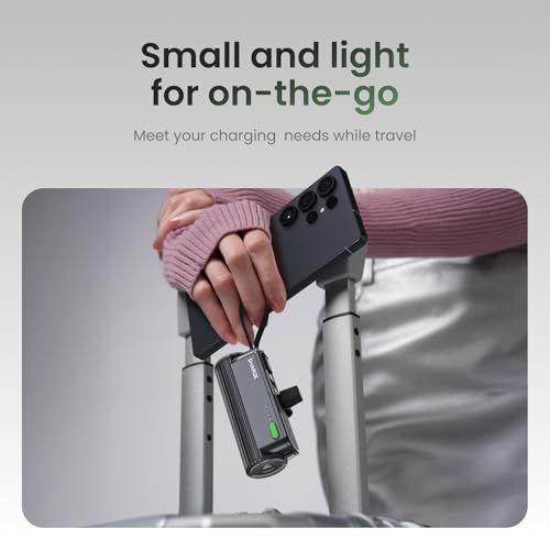 Mini Power Bank 5000mAh for iPhone, 22.5W Built-in Cable Portable Charger - color: Black