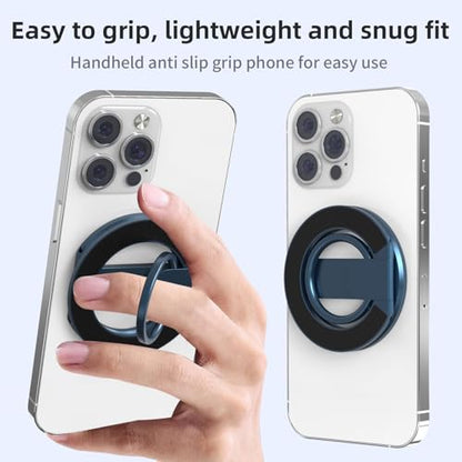 RESPECTED-BRO-Magnetic-Phone-Ring-Holder with Dual Rings, Compatible with iPhone 17/16/15/14/13/12, Multifunctional Stand for Desk,Office,Gym,Kitchen & All Metal Surfaces, Finger Loop Grip (Dark Blue) - color: Dark Blue