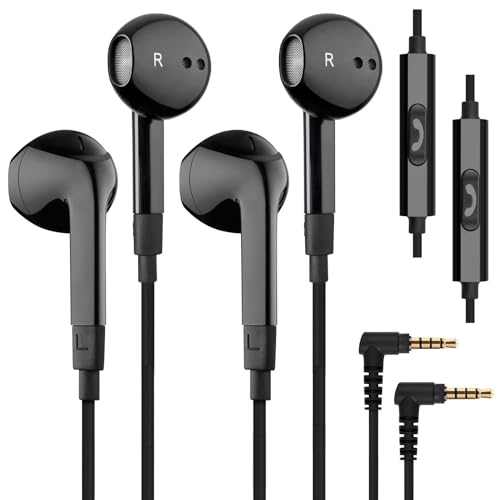 LUDOS FEROX 2 Pack Wired Earbuds in-Ear Headphones, 5 Year Warranty, Earphones with Microphone, Noise Isolation for 3.5mm Jack Ear Buds for iPhone, Samsung, Computer, Laptop, Kids, School Students - color: Black