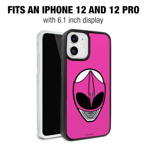 Power Rangers Pink Ranger Helmet Protective Slim Fit Hybrid Rubber Bumper - color: iPhone 12 | 12 Pro (Fits 6.1 Inch Display)