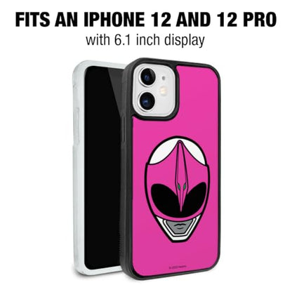Power Rangers Pink Ranger Helmet Protective Slim Fit Hybrid Rubber Bumper - color: iPhone 12 | 12 Pro (Fits 6.1 Inch Display)