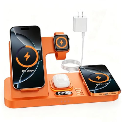 Dual Phone Foldable Wireless Charging Station for Apple, Couple&Family Use - color: Orange