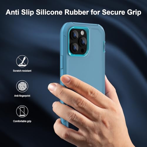 Sansunto for iPhone 13 Pro Max & iPhone 12 Pro Max Heavy Duty Shockproof Case, Full Body Protection Silicone Rubber with Hard PC Tough Rugged Durable Phone Cover for Boys & Men. (Teal/Turquoise) - color: Teal/Turquoise
