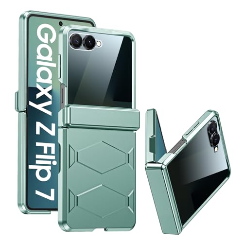 GooseBox for Samsung Galaxy Z Flip 7 Case,Built-in Privacy Screen Protector&Hinge Protection Shockproof All-Inclusive Smartphone Cover for Samsung Galaxy Z Flip 7(Mint Green) - color: Flip7-Mint Green FKP