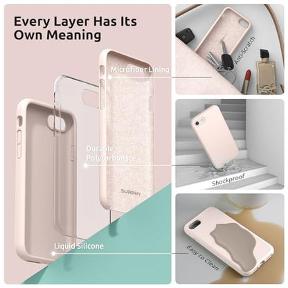 SURPHY Designed for iPhone SE Case, iPhone 8 Case, iPhone 7 Case, Liquid Silicone Phone Case for iPhone se 3rd 2nd SE 2022 SE 2020, Light Pink - color: Light Pink