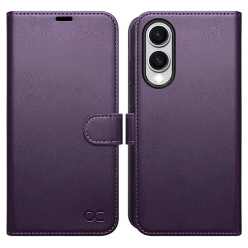 OCASE Compatible with Galaxy S25 Edge Wallet Case, PU Leather Flip Folio Case with Card Holders RFID Blocking Kickstand [Shockproof TPU Inner Shell] Protective Phone Cover 2025, Dark Purlple - color: Dark Purple, size: Samsung Galaxy S25 Edge