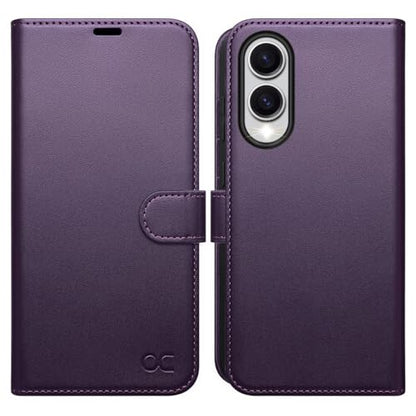 OCASE Compatible with Galaxy S25 Edge Wallet Case, PU Leather Flip Folio Case with Card Holders RFID Blocking Kickstand [Shockproof TPU Inner Shell] Protective Phone Cover 2025, Dark Purlple - color: Dark Purple, size: Samsung Galaxy S25 Edge