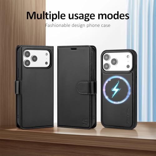 Shieldtop Compatible with MagSafe iPhone 17 Pro Max Wallet Case,Black | 2 in 1 Detachable Magnetic,Credit Card Holder Slots,RFID Blocking,PU Leather,Kickstand,Flip Folio Phone Cover for Men & Women - color: Black, size: KFT-iP 17 Pro Max - 6.9"