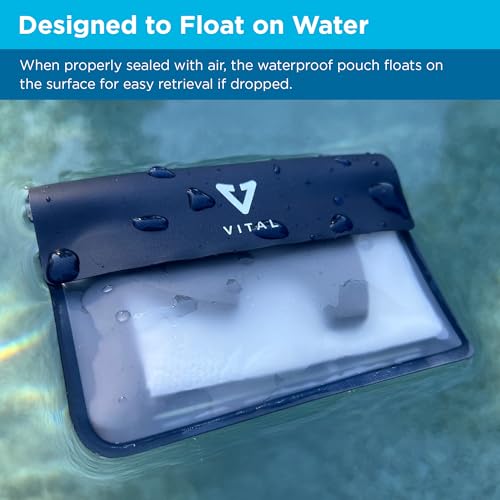 VITAL Waterproof Wallet for Swimming - Small Waterproof Key Holder Pouch - Submersible, Floating, Rain & Water Proof Surfing Car Key Fob Case Dry Bag with Wrist Ankle Strap