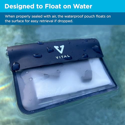 VITAL Waterproof Wallet for Swimming - Small Waterproof Key Holder Pouch - Submersible, Floating, Rain & Water Proof Surfing Car Key Fob Case Dry Bag with Wrist Ankle Strap