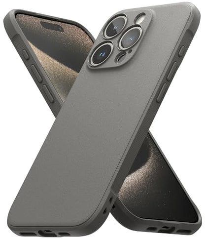 Ringke Onyx for iPhone 15 Pro Case, [Feels Good in The Hand] Oil & Dirt Resistant, Individual Lens Covers for Cameras, Non-Slip Enhanced Grip Lightweight Cover - Gray | Anti-Fingerprint Texture, Slim & Lightweight, Full-Coverage Camera Protection, Non-Sli