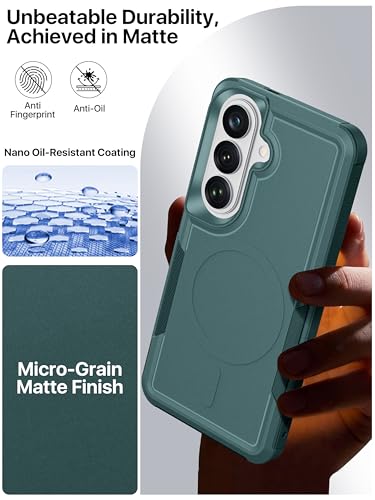 for Samsung Galaxy S26 Case Rugged Dual-Layer Shockproof Green | Fit for Magsafe, Heavy Duty Military-Grade Protection, Matte Finish Scratch Resistant Anti-Fingerprint, S 26 Phone Case - color: Green