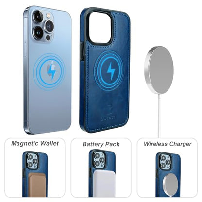 Bocasal for MagSafe Wallet Case Card Holder for iPhone 14 Pro Max Blue - color: Blue for MagSafe